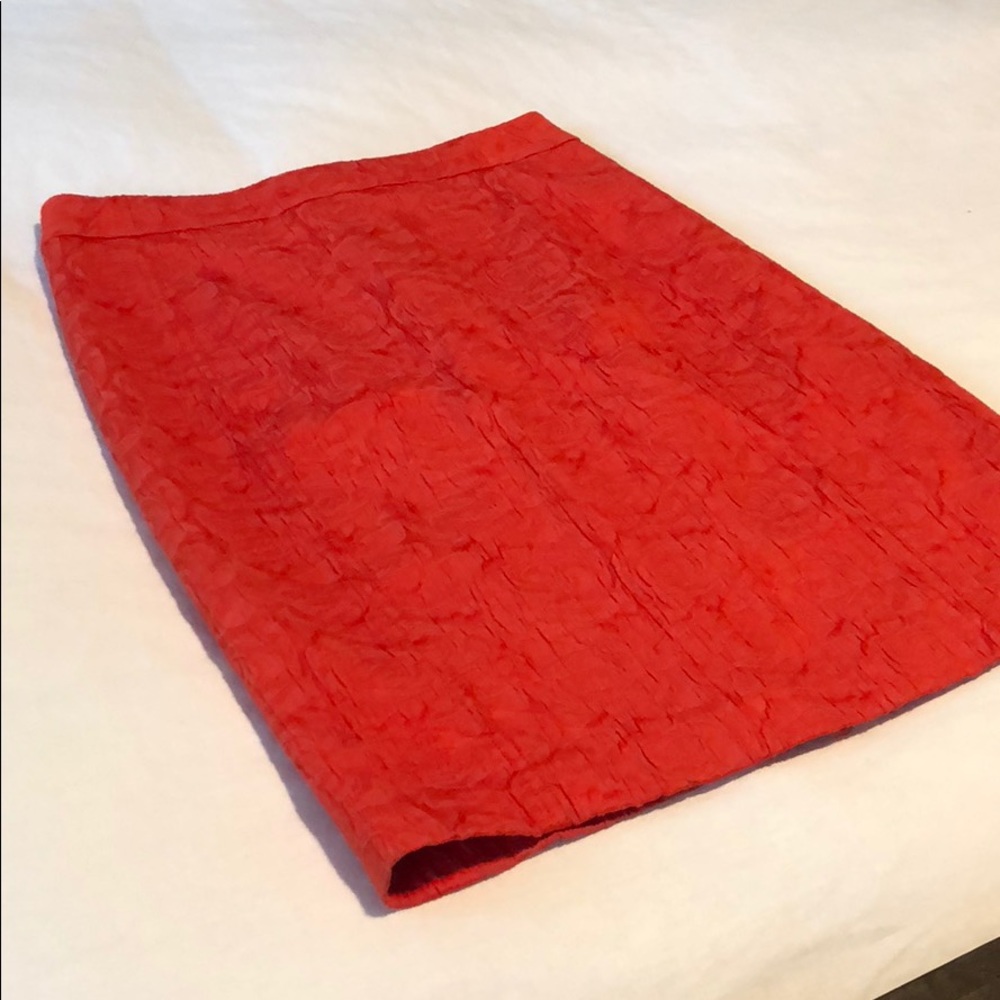 Anthropologie Red Rose Print Skirt